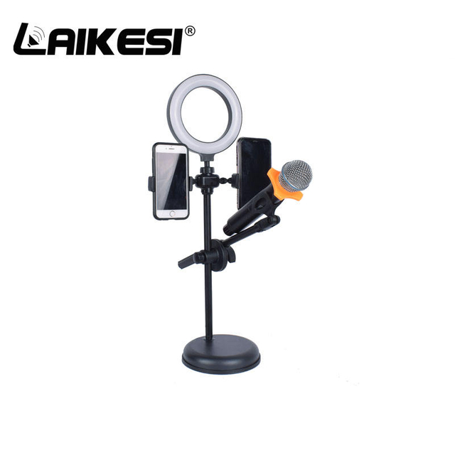 soporte de mesa con luces para phone celular y microfono uso chat youtube facebook online