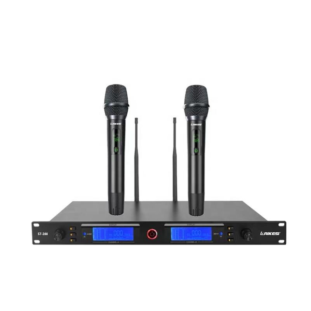 Беспроводной микрофон ST288 UHF, два канала, ИК-частота, регулировка расстояния до 200 метров